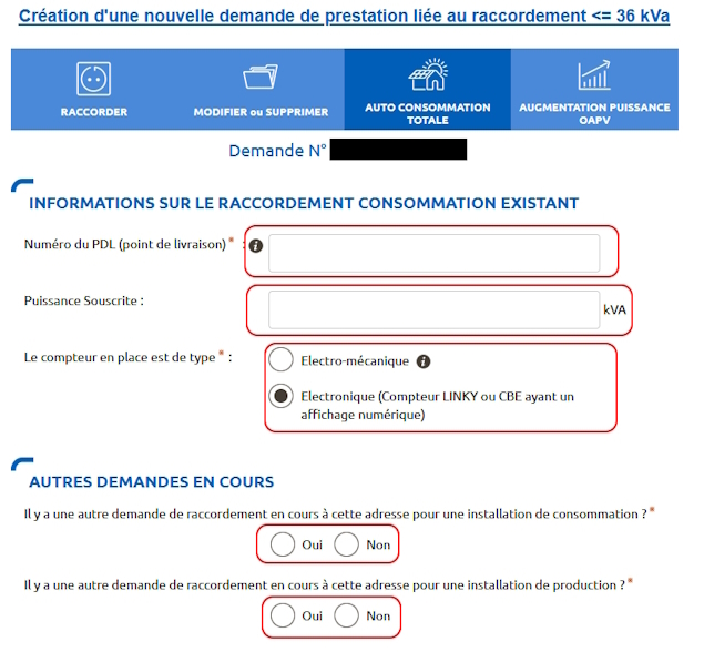 Information sur le raccord